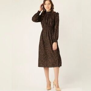 ZARA leopard print midi dress women’s size small